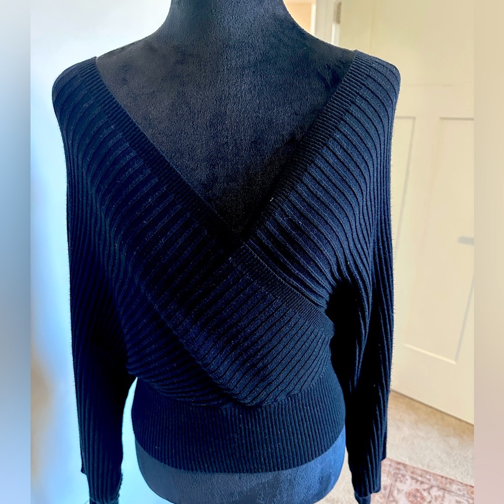 Drop shoulder black sweater
